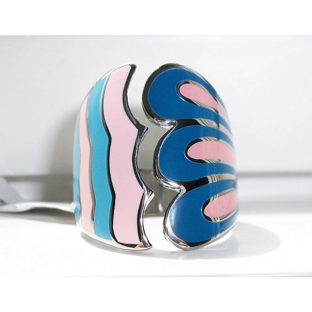 STAINLESS STEEL Open Front Epoxy Wave Ring